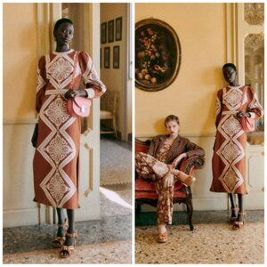 Sezane Calitta Dress in Caramel Ecru Size 6